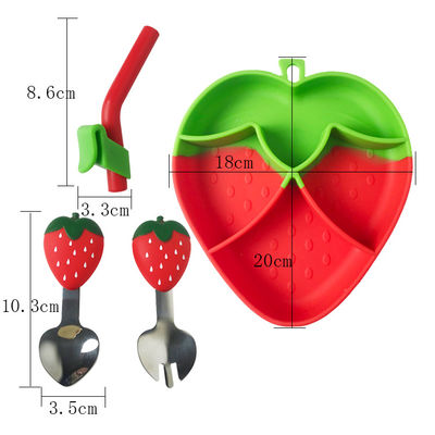 acheter Ensemble de alimentation BPA de bébé de silicone de conception de fruit de MHC bol de alimentation de fraise libre online manufacture