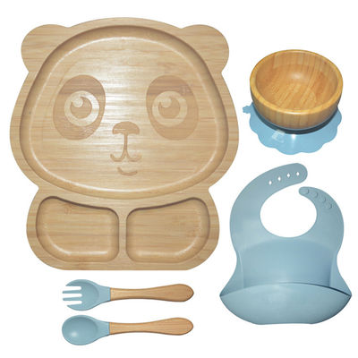 acheter L'ensemble de alimentation de bébé libre de silicone de BPA a divisé l'aspiration le plat en bambou MHC de bébé de silicium online manufacture