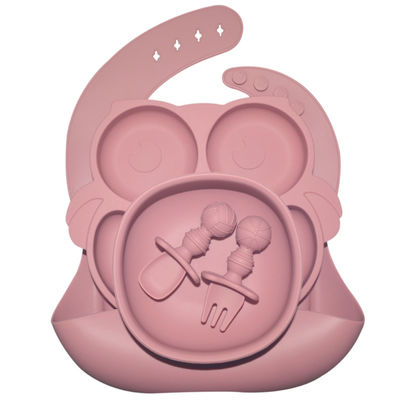 acheter 6 plats de alimentation de bébé de silicone de PCs avec la nourriture non-toxique Tray Dishes de cuillère de fourchette de cuvette de bavoir de tasse online manufacture