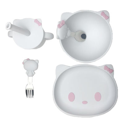 La bande dessinée adaptée aux besoins du client Kitten Shape Baby Silicone Feeding de tailles a placé Bpa libre