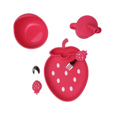 Ensemble de alimentation adapté aux besoins du client de bébé de tasse de Sippy de silicone de forme de fraise