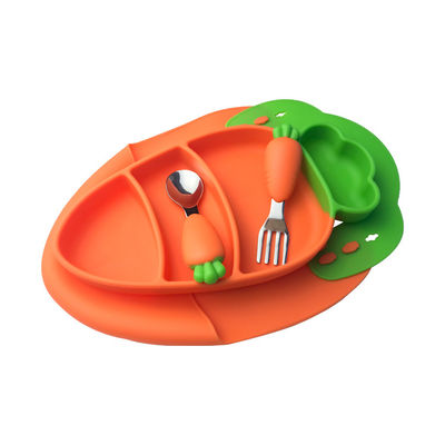 Vaisselle réglée de alimentation de bébé de silicone de forme de carotte catégorie comestible écologique