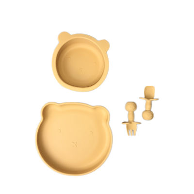 L'ours durable de silicone d'ensemble de Mini Suction Plate And Bowl forment pour l'alimentation de bébé