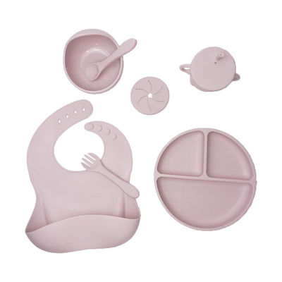 Silicone incassable 5pcs réglé de alimentation de bébé d'aspiration catégorie comestible avec la tasse de Sippy
