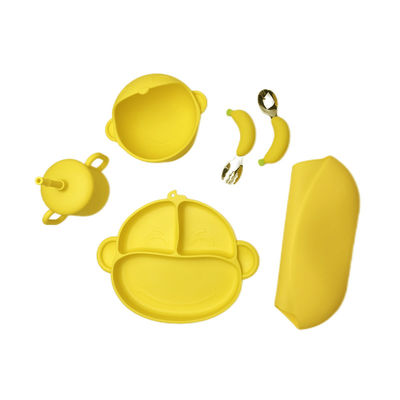 Le singe réglé de alimentation de bande dessinée de vaisselle de bébé pratique de silicone forment la catégorie comestible