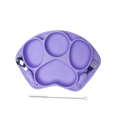La cuvette libre d'aspiration de Bpa de bébé de silicone a placé la vaisselle adaptée aux besoins du client avec la paille