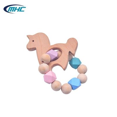 Le bois Teether Diy Pony Shape Easy To Clean faite main de silicone de perle de bébé a adapté aux besoins du client