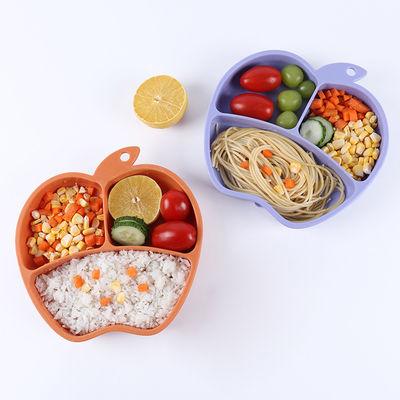 Ensemble de Tray Custom Suction Feeding Plate de bébé de silicone de forme d'Apple