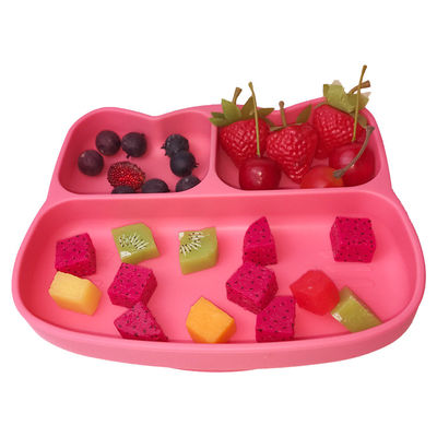 L'OEM de plat d'aspiration de silicone a adapté le bébé aux besoins du client de Cat Shape Kids Feeding Set de catégorie comestible