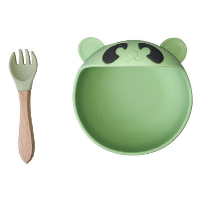 Coffre-fort à micro-ondes de cuvette et de cuillère de Tray Bear Shape Feeding Suction de bébé de silicone d'ODM