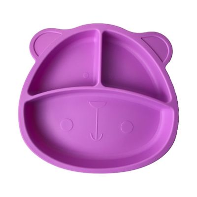 Le silicone de alimentation d'ensemble de plat de bébé a adapté des tailles aux besoins du client l'ours que pourpre forment le doux écologique