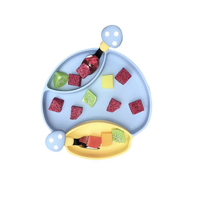 Bébé durable Tray Feeding Plate With Spoon de silicone de sécurité et fourchette