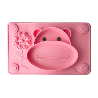 Plat de alimentation libre rose d'aspiration de Tray Food Grade Cow Shape BPA de bébé de silicone