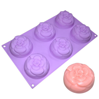 Les fleurs faites main de cavités du moule 6 de savon de silicone d'anti larme forment pour la décoration de gâteau