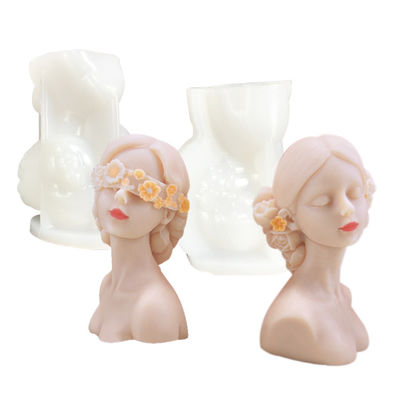 Le silicone géométrique de moule de bougie de corps humain a bandé les yeux à la fille 3D DIY adaptée aux besoins du client