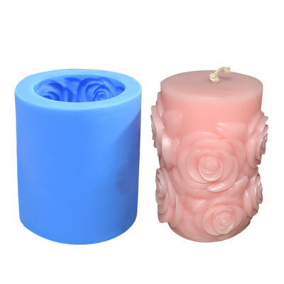 Cylindre 3D écologique de moule de bougie de silicone de fleur de catégorie comestible