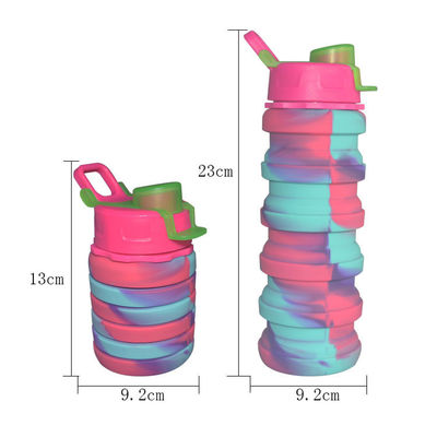 Bouteille potable 500ml adapté aux besoins du client pliable de couleurs de silicone multi de sports