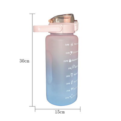 Bouteille d'eau du logo adaptée aux besoins du client par bouteille d'eau unisexe 2000ml de silicone de sports avec la paille