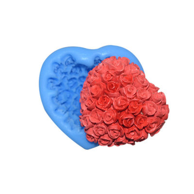 Moule de cuisson de silicone de Rose 3d de coeur de gâteau de fondant d'ustensiles de silicone de catégorie comestible
