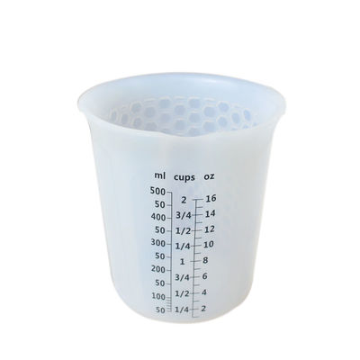 Échelle faite sur commande résistante à la chaleur des tasses de mesure d'outil de cuisine de silicone 500ml 16oz