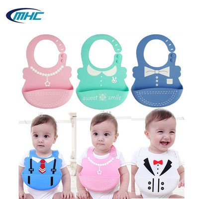 Bavoirs libres imperméables adaptés aux besoins du client des enfants en bas âge BPA de catégorie comestible de bavoirs de silicone de bébé