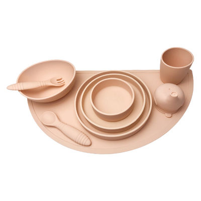 Catégorie comestible de silicone d'ensemble de cuvette et de plat d'aspiration de plaine de bébé avec la cuillère