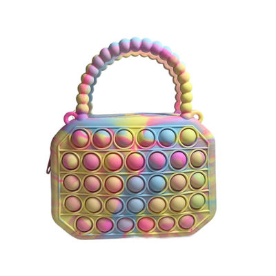 Sac d'épaule de silicone d'arc-en-ciel, produits sensoriels de silicone de bébé de jouets d'enfants