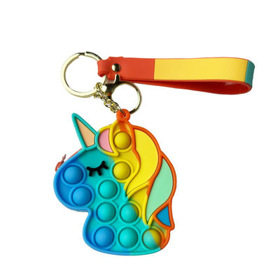Jouets de personne remuante de silicone d'enfants d'ODM d'OEM, arc-en-ciel Unicorn Popper Purse
