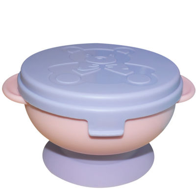 Petit cuillère de plat divisée de bébé de tasse de plat de cuvette d'aspiration de silicone par silicone avec l'ensemble de couvercle