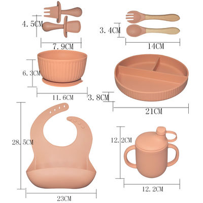 Ensembles d'alimentation de qualité alimentaire Plaque d'aspiration en silicone avec aspiration en silicone et cuillère