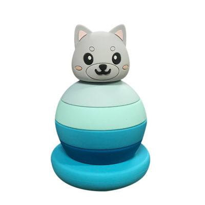 Animaux Tour d'empilement en silicone Blocs de construction éducatifs Jouets pour enfants de 3 ans