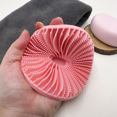 Logo personnalisé Ellipse Masseur rose Brosse cuir chevelu Brosse silicone dos Brosse à bain Purificateurs