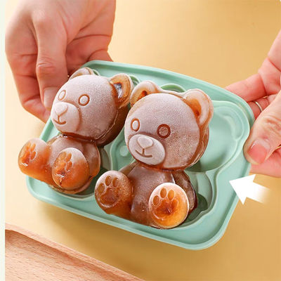 MHC Bpa Free Ice Cube Tray avec couvercle et coffre-fort 3D en forme d'ours