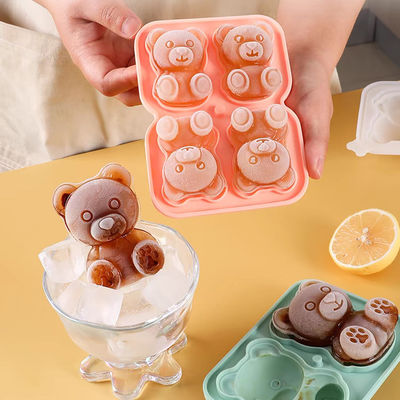 MHC Logo en forme personnalisée usine en gros rose Animal Ice Cube plateau de silicone petit 3D Bear Shape Ice Cube