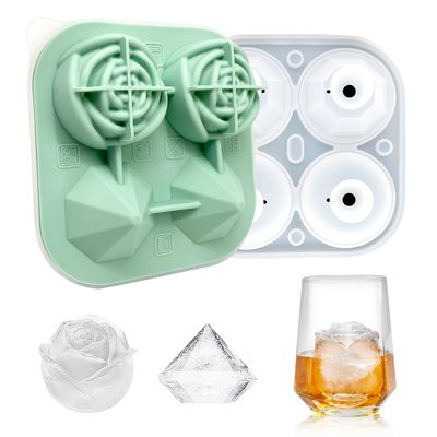 MHC Bouteille de glace à fleurs 3D en forme personnalisée avec couvercle anti-déversement 4 Rosette et outils de crème glacée diamantée