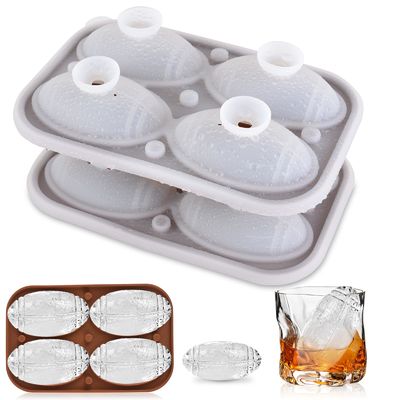 Fabrique MHC en gros De forme de plateau de glace de cube drôle avec des boules de couvercle 3D Rugby Football plateau de glace