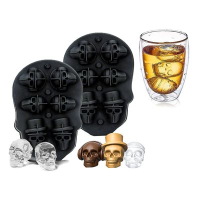 MHC 3D forme crânienne crâne moules de glace pour plateau de whisky avec couvercle anti-déversement