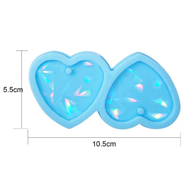 MHC Love Shape UV Silicone Epoxy Resin Moldes bijoux cœur pendentif perles boucles d'oreilles holographiques motifs de résine